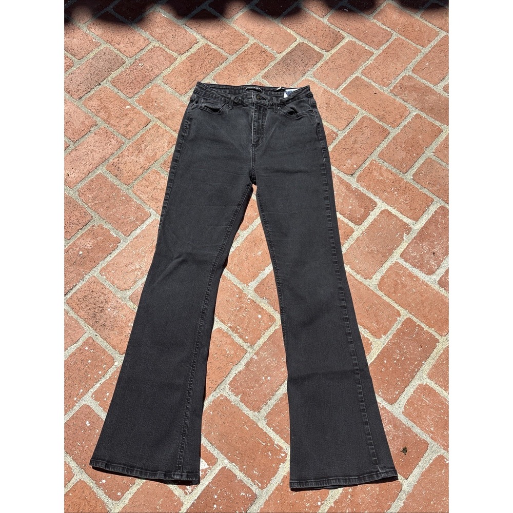GUESS Women's Black Skinny Jeans Triangle Logo Size 27 X 30 Actual Sexy Flare